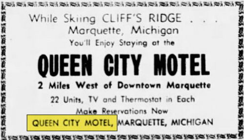Queen City Motel - 1961 Ad (newer photo)